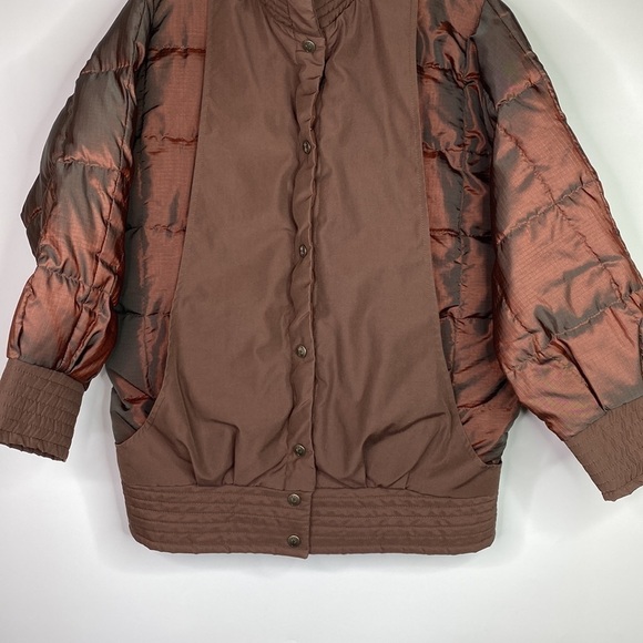 Vintage Bill Blass Metallic Burgundy Down Button Front Jacket Size 6 80s - Picture 3 of 11